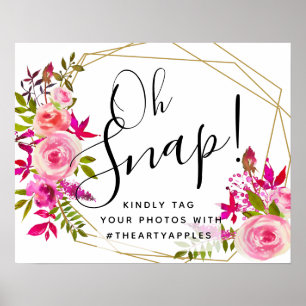 Póster Crystal Pink Peach oh snap, placa de casamento has