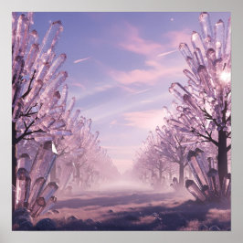 Poster Crystal Trees Avenue in the Pink Horizon