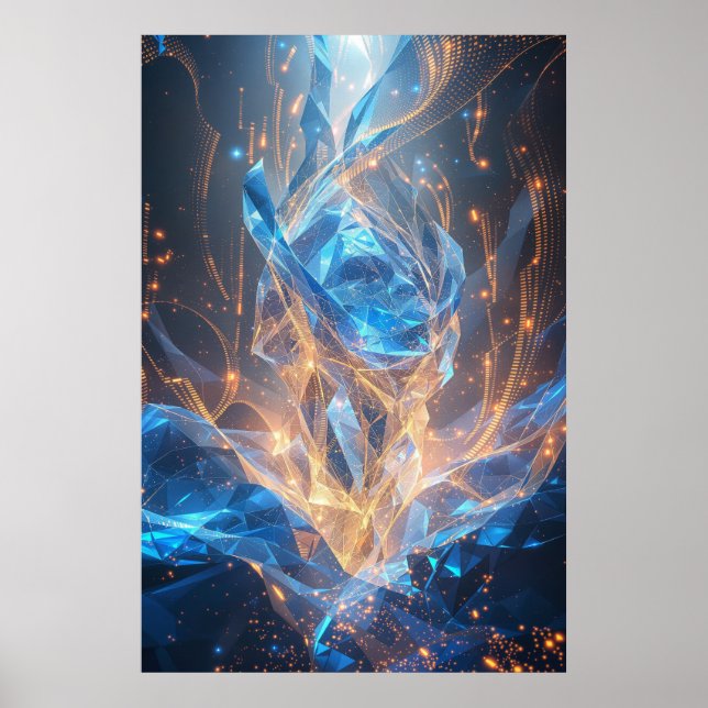 Poster Crystalline Ascension: Digital Dreams Taking Fligh (Frente)