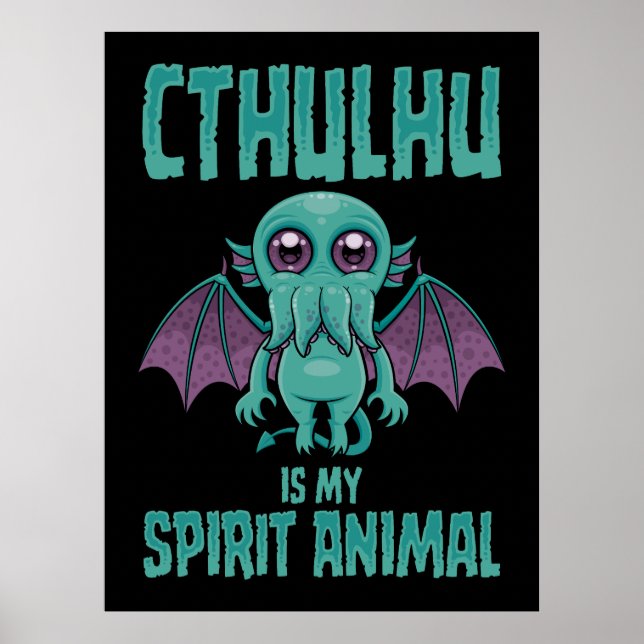 Poster Cthulhu é o meu Espírito Animal (Frente)