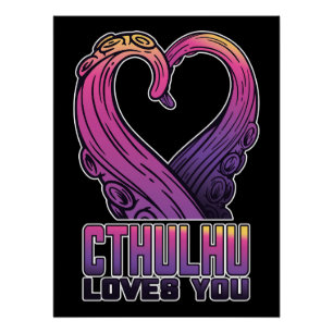 Póster Cthulhu Te Ama Tentáculos Lovecraft