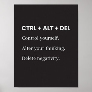 Poster Ctrl Alt Del inspiração Motivacional Dizendo Cotaç