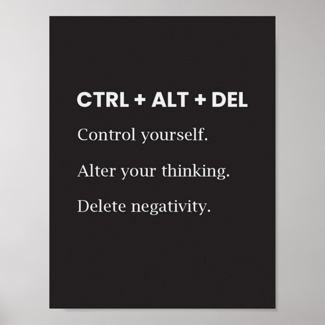 Poster Ctrl Alt Del inspiração Motivacional Dizendo Cotaç (Frente)