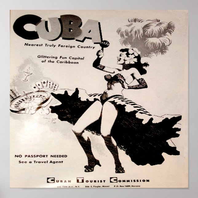 Póster Cuba Dançando Lady Black & White 1958 12x12 (Frente)