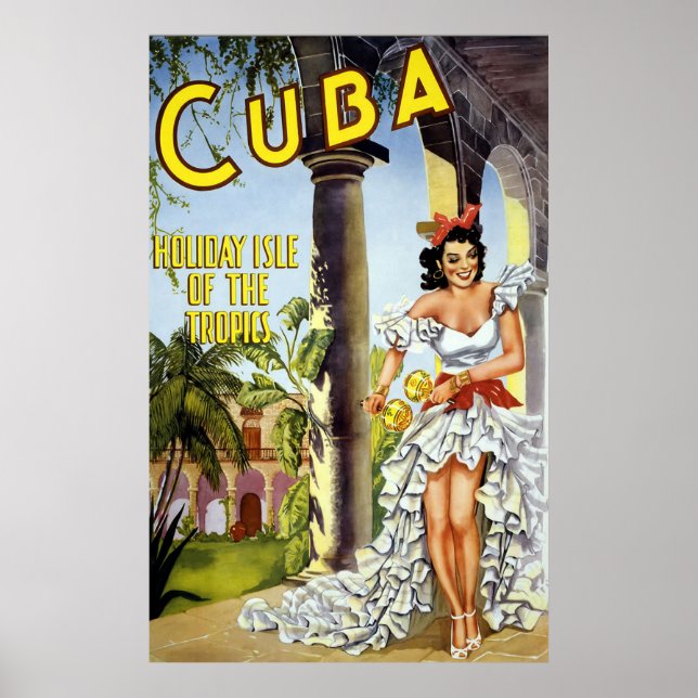 Poster Cuba Feriada Ilha Dos Trópicos (Frente)