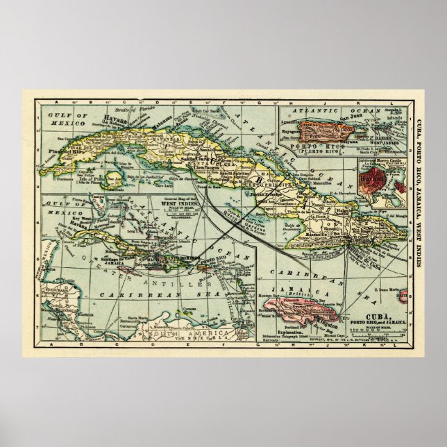 Póster CubaMapa PanorâmicoCuba (Frente)