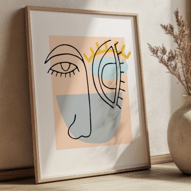 Poster Cubic Line Art Face Illustration Minimalist BOHO (Criador carregado)