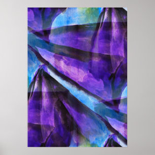 Póster cubism sem emenda roxo, arte abstracta azul