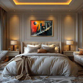 Póster Cubismo: Ciudad de Sombras y Luz Crepuscular