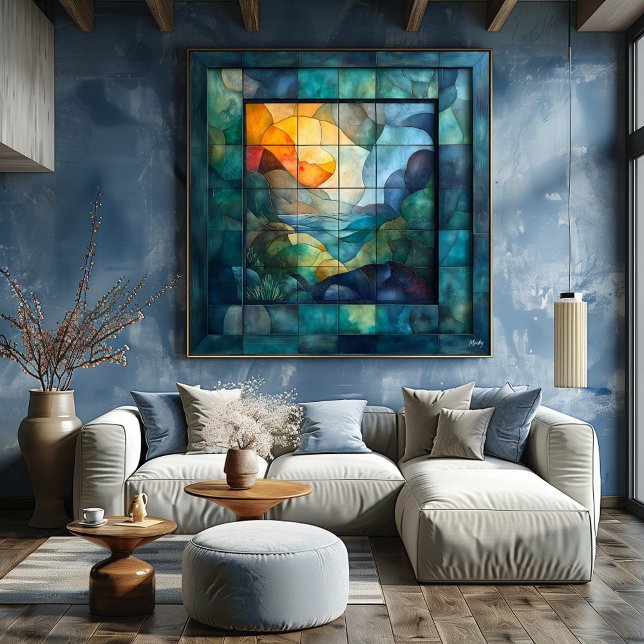 Póster Cubismo Geométrico abstrato - Arte de Paisagem Viv (Criador carregado)