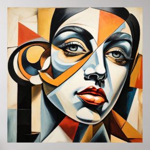 Poster Cubismo Moderno Mulher Face Estilo Picasso Abstrat