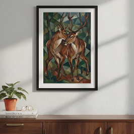 Póster Cubist Style Reindeer Poster