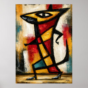 Poster Cubista Primitivo Trapaceiro Ousado Geométrico Abs