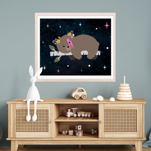 Poster Cubo Cósmico Sleepy Wild One Pink Nursery (Criador carregado)