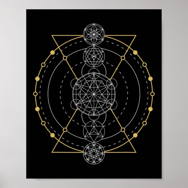 Poster Cubo de Metatron Geometria Sagrada Fruta da Vida E (Frente)