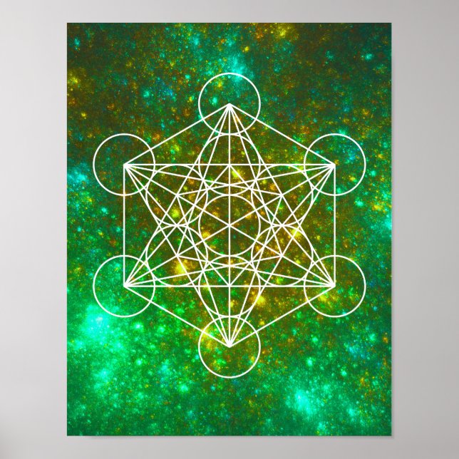 Poster Cubo de Metatron, Geometria Sagrada, Símbolo Espir (Frente)