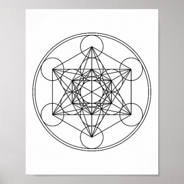 Poster Cubo de Metatron, Geometria Sagrada, Sólidos Platô (Frente)