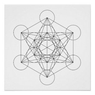 Póster Cubo de Metatron Preto e Branco
