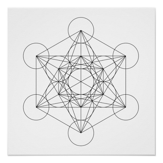 Póster Cubo de Metatron Preto e Branco (Frente)