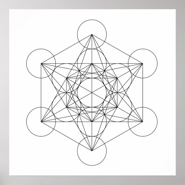 Poster Cubo de Metatron Preto e Branco (Frente)