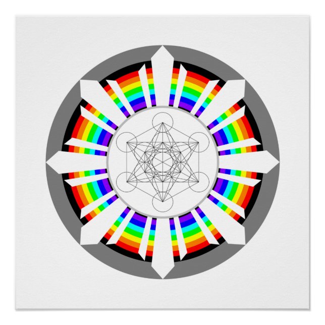 Póster Cubo de Metatron Prisma de Arco-Íris (Frente)