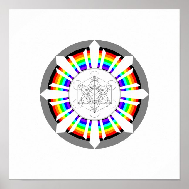 Poster Cubo de Metatron Prisma de Arco-Íris (Frente)