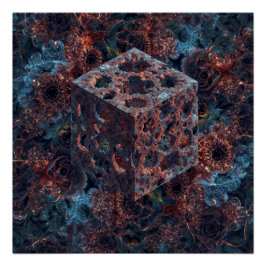 Póster Cubo Fractal Com Recorte De Mandelbrot
