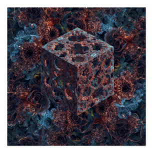 Póster Cubo Fractal Com Recorte De Mandelbrot