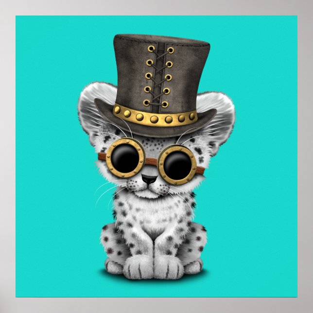 Póster Cubo-leopardo-da-neve-galha-branca (Frente)