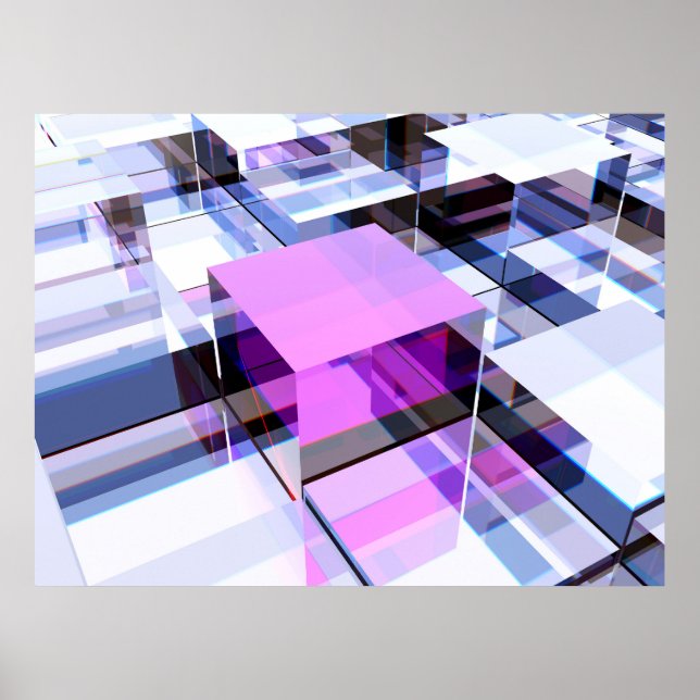 Poster Cubo roxo único (Frente)