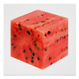 Póster Cubo vermelho doce fresco original da comida da