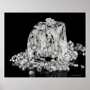 Póster Cubos de gelo que derretem em diamantes