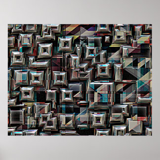 Poster Cubos Geométricos em Movimento