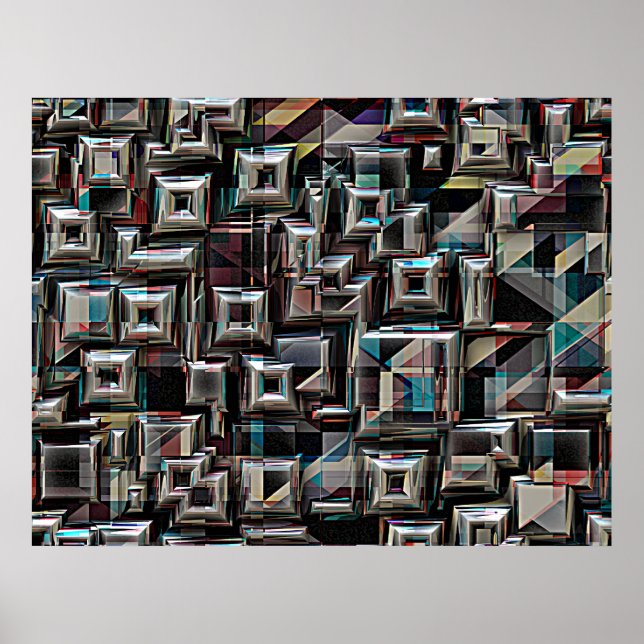 Poster Cubos Geométricos em Movimento (Frente)