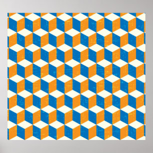 Poster Cubos retrorisométricos, ilusão geométrica