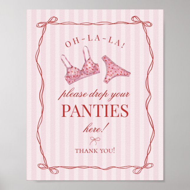 Poster Cueca de Despedida de Solteira Lingerie Coração Ve (Frente)