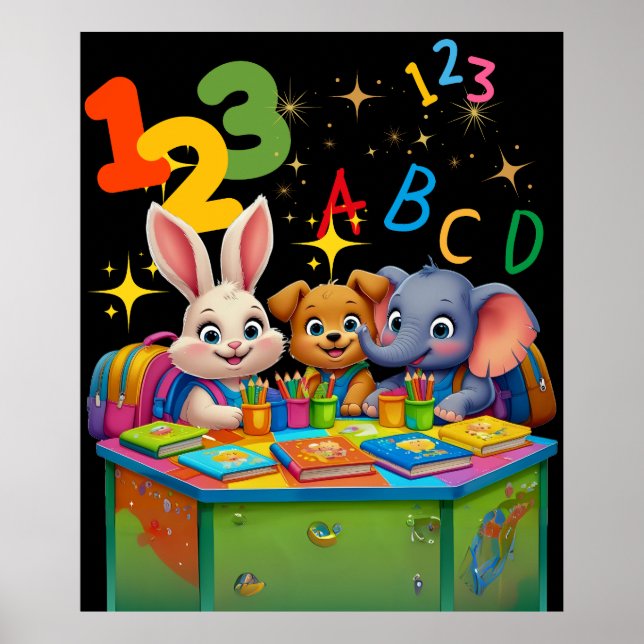Poster Cuecas do jardim de infância - Amigos Animais ABC (Frente)