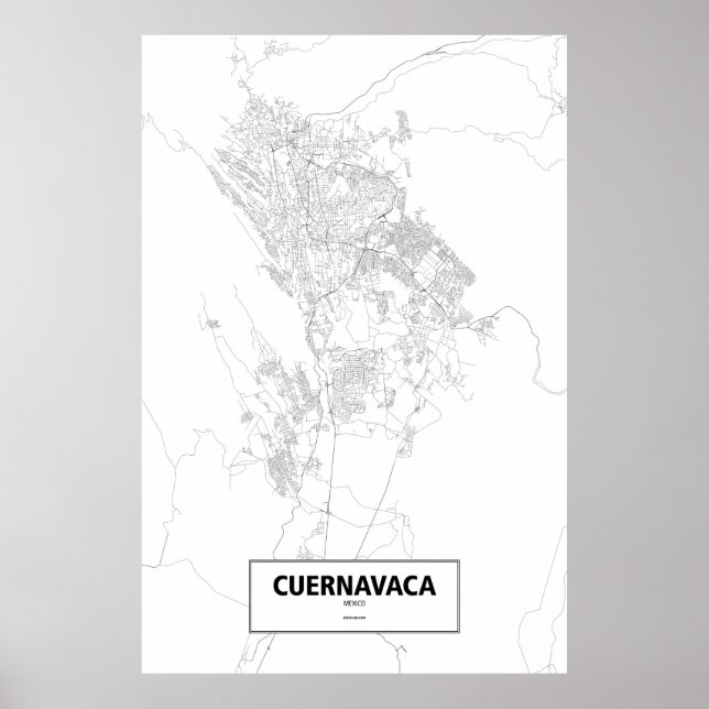 Poster Cuernavaca, México (preto no branco) (Frente)