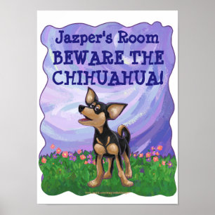 Poster Cuidado com a Arte de Muro Personalizada Chihuahua