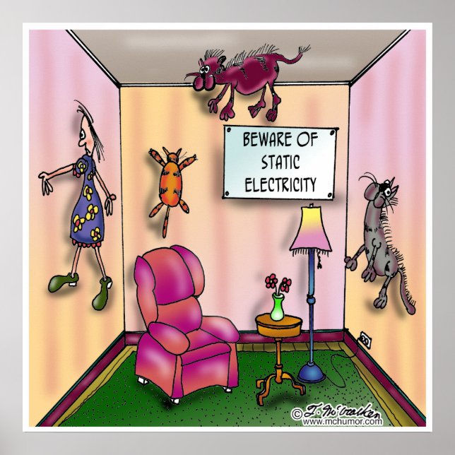 Póster Cuidado com a eletricidade estática (Frente)