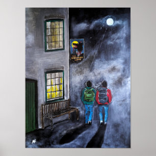 Poster Cuidado com a pintura da lua de Alfred Fox