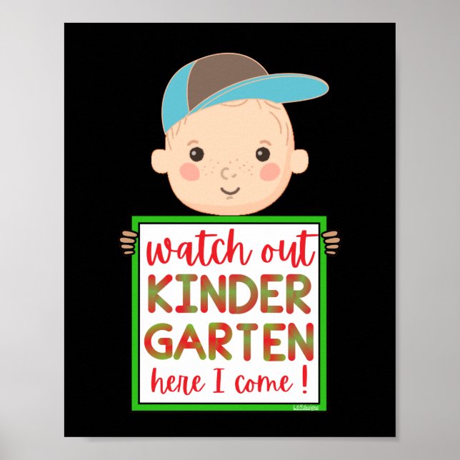 Poster CUIDADO COM KINDERGARTEN AQUI EU VENHO engraçado (Frente)