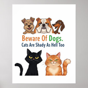 Poster Cuidado com o cão e o gato também é sombrio