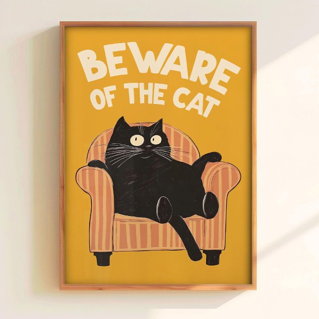 Poster Cuidado com o Cartaz Engraçado de Gato Imprimível (Criador carregado)