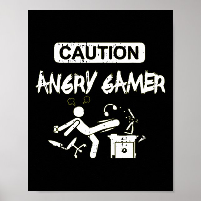 Poster Cuidado Com O Gamer Computador Engraçado Presente  (Frente)
