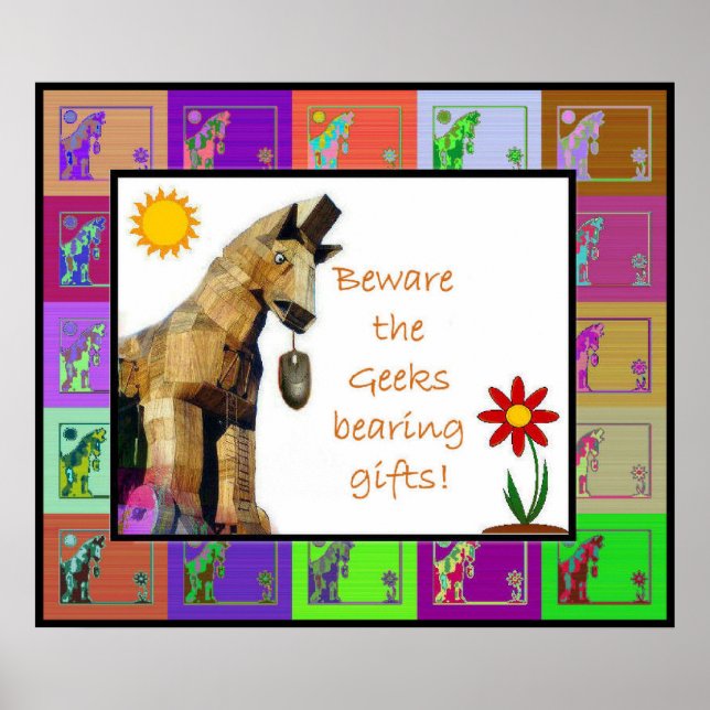 Poster Cuidado com os Geeks com presentes (Frente)