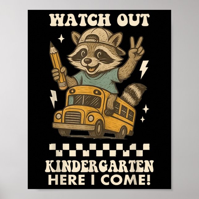 Poster Cuidado Jardim de Infância Aqui Eu Venho Mapache D (Frente)