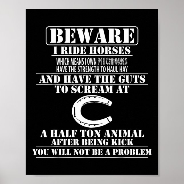 Poster Cuidado que eu viajo cavalos de cavalo correndo (Frente)