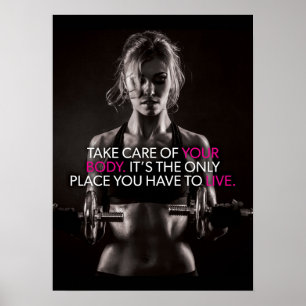 Poster Cuide do seu corpo, motivação feminina