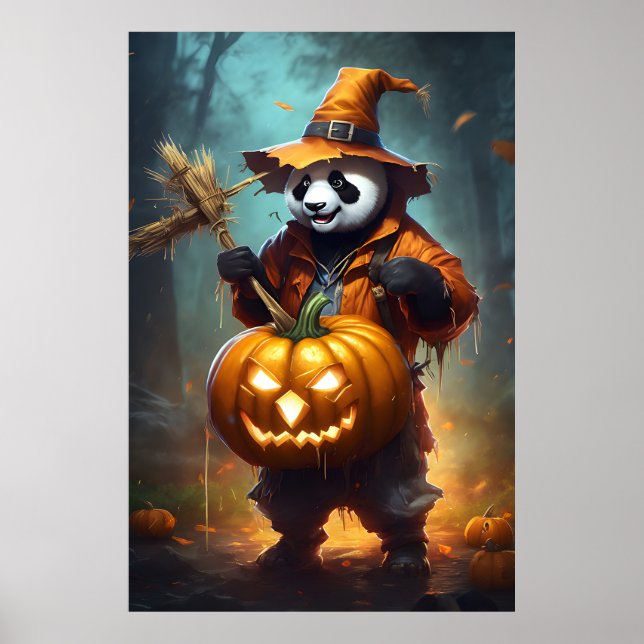 Poster Cujo Espantalho do Halloween Panda (Frente)